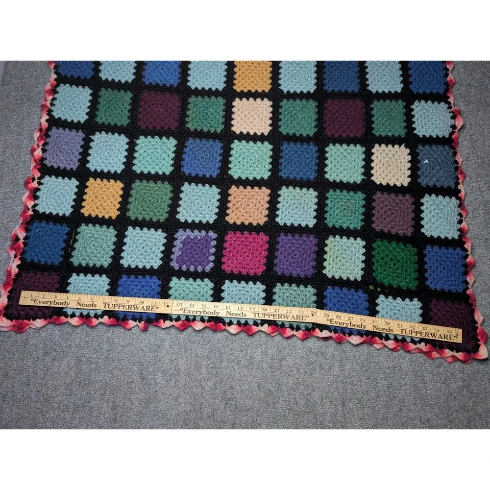 Handmade‎ Crochet Granny Square Bed/ Sofa Couch Runner 58x38 Multicolored READ